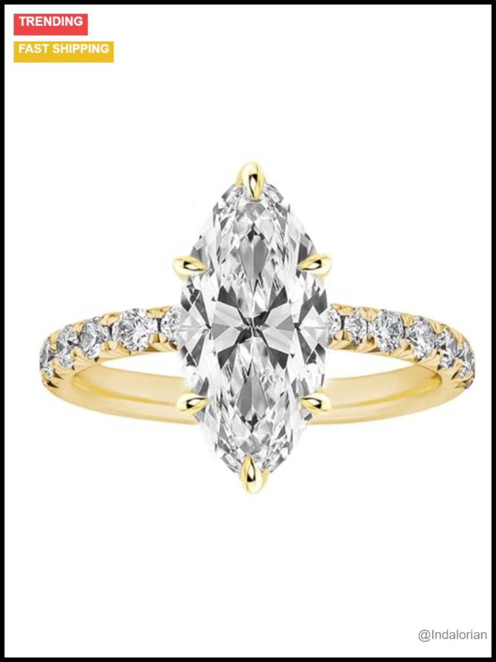 Marquise Cut Solitaire Engagement Ring 925 Sterling Silver Promise Ring